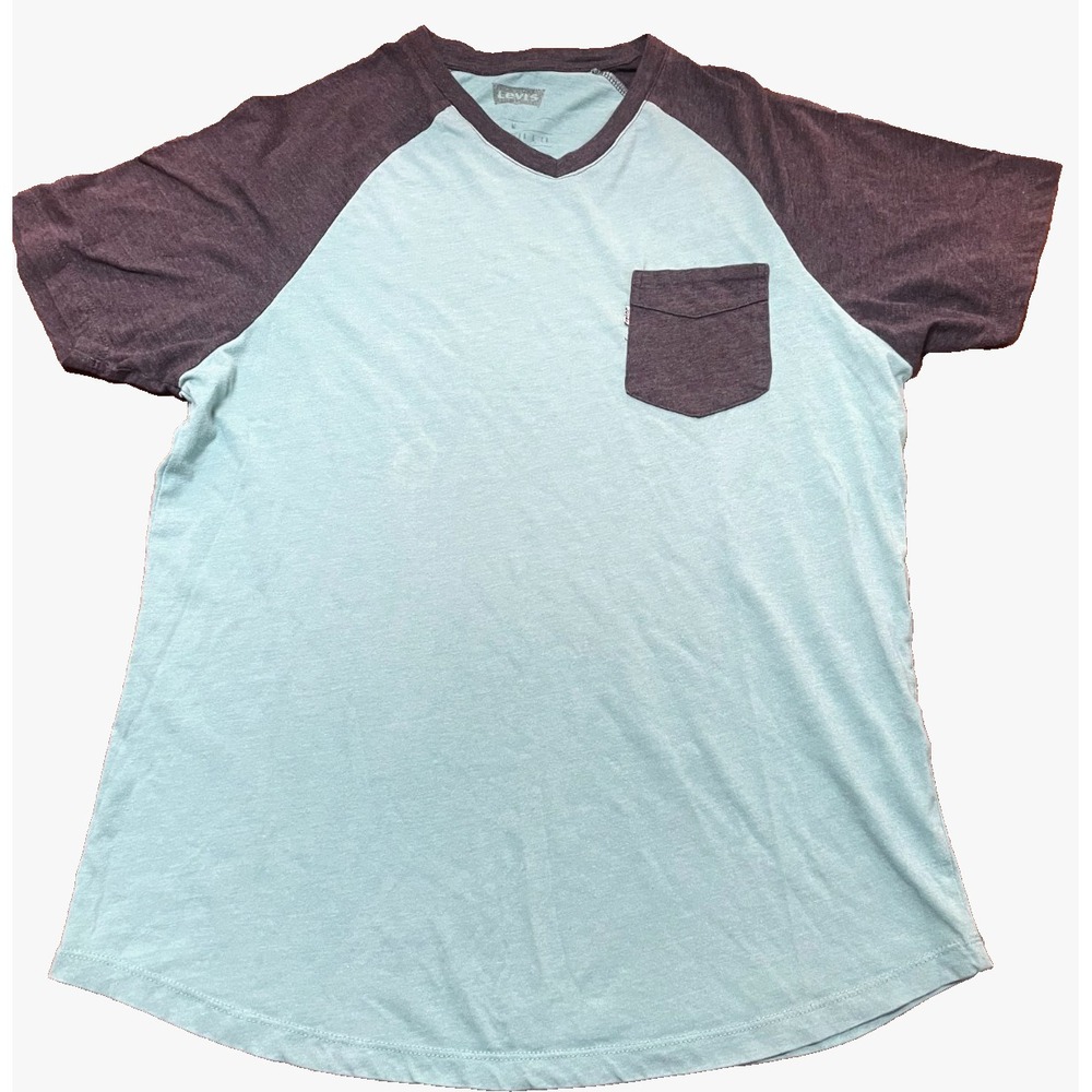 Levi's Baseball Style T-Shirt Teal Color with Grey Sleeves Size Medium